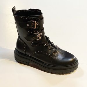 Studded Leather Combat Boots